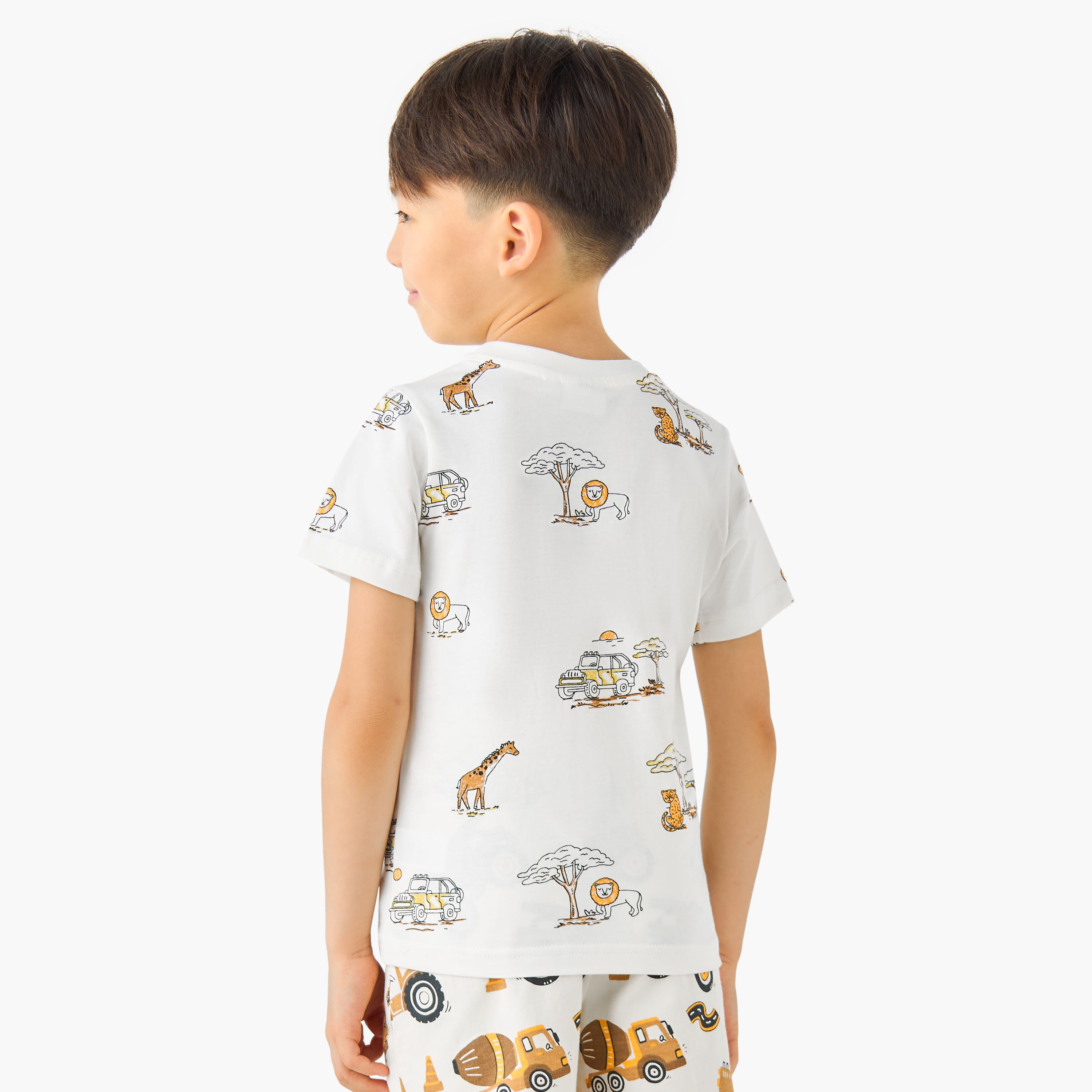 Juniors Crew Neck Short Sleeves T-shirt with Dinosaur Print