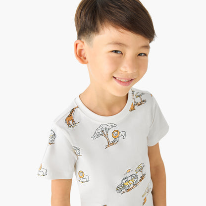 Juniors Crew Neck Short Sleeves T-shirt with Dinosaur Print