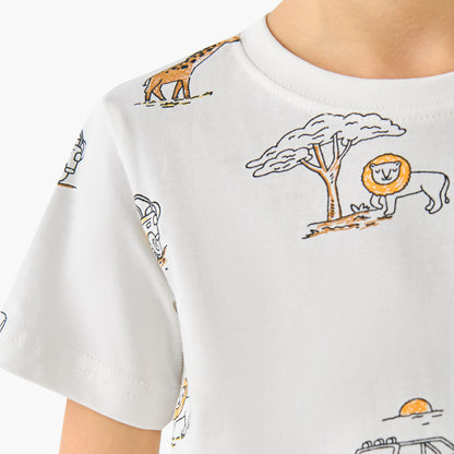 Juniors Crew Neck Short Sleeves T-shirt with Dinosaur Print
