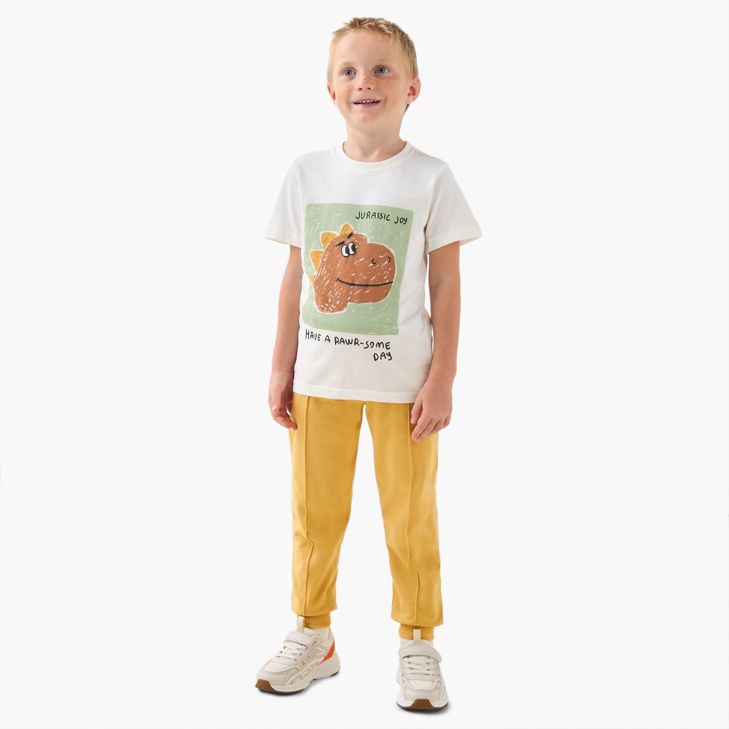 Juniors Crew Neck Short Sleeves T-shirt with Dino Print