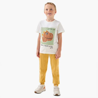Juniors Crew Neck Short Sleeves T-shirt with Dino Print