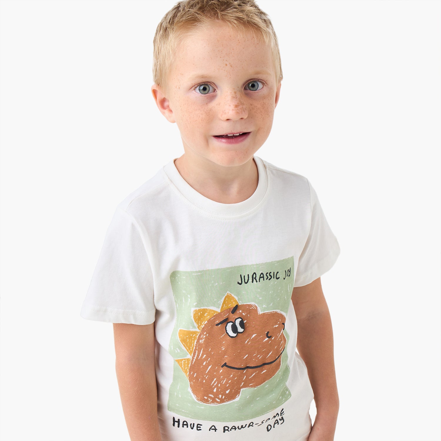Juniors Crew Neck Short Sleeves T-shirt with Dino Print