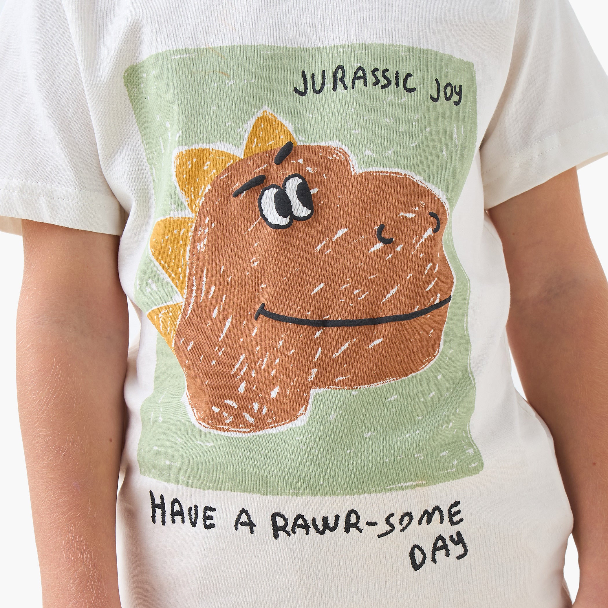 Juniors Crew Neck Short Sleeves T-shirt with Dino Print