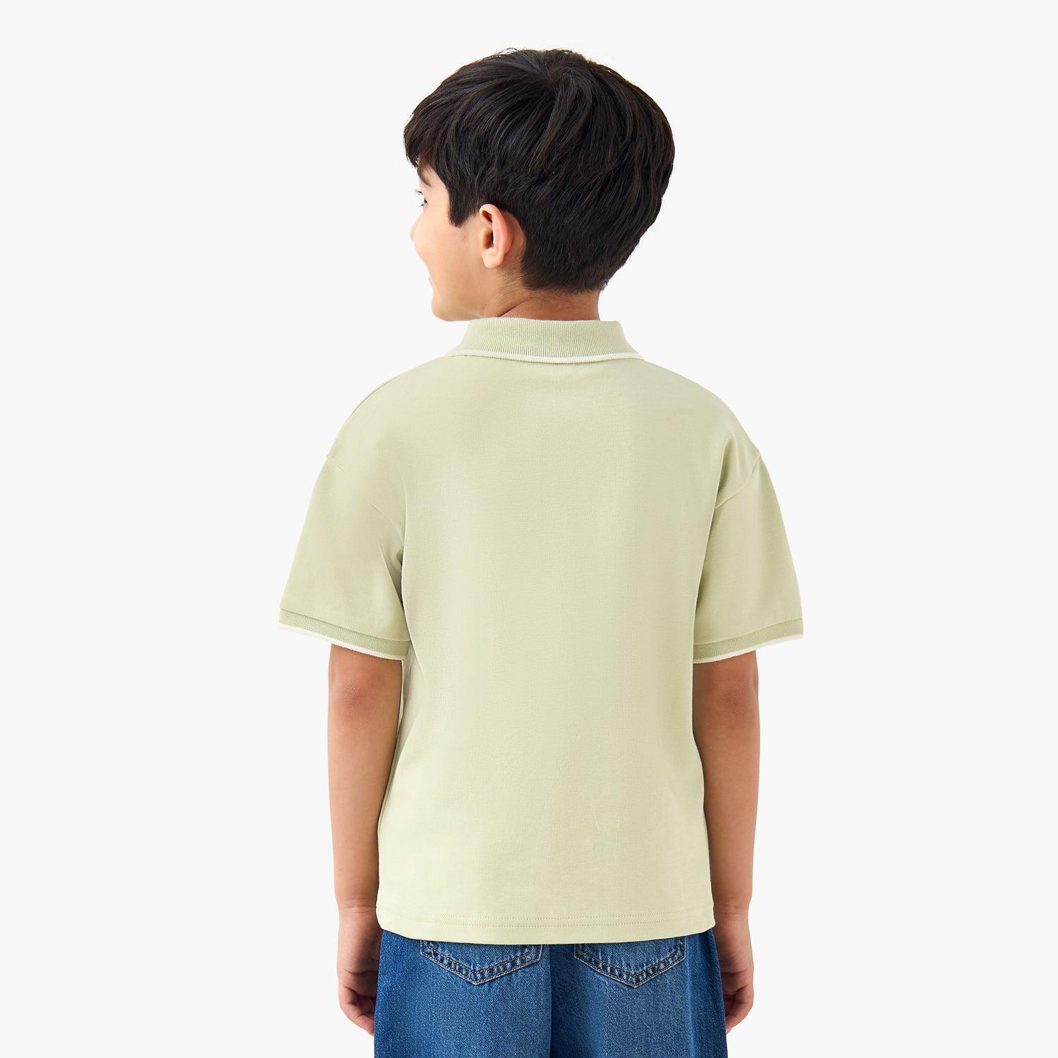 Juniors Collared Short Sleeves Polo T-shirt with Colourblock Design