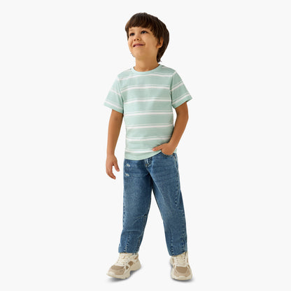 Juniors Crew Neck Short Sleeves T-shirt with Stripes