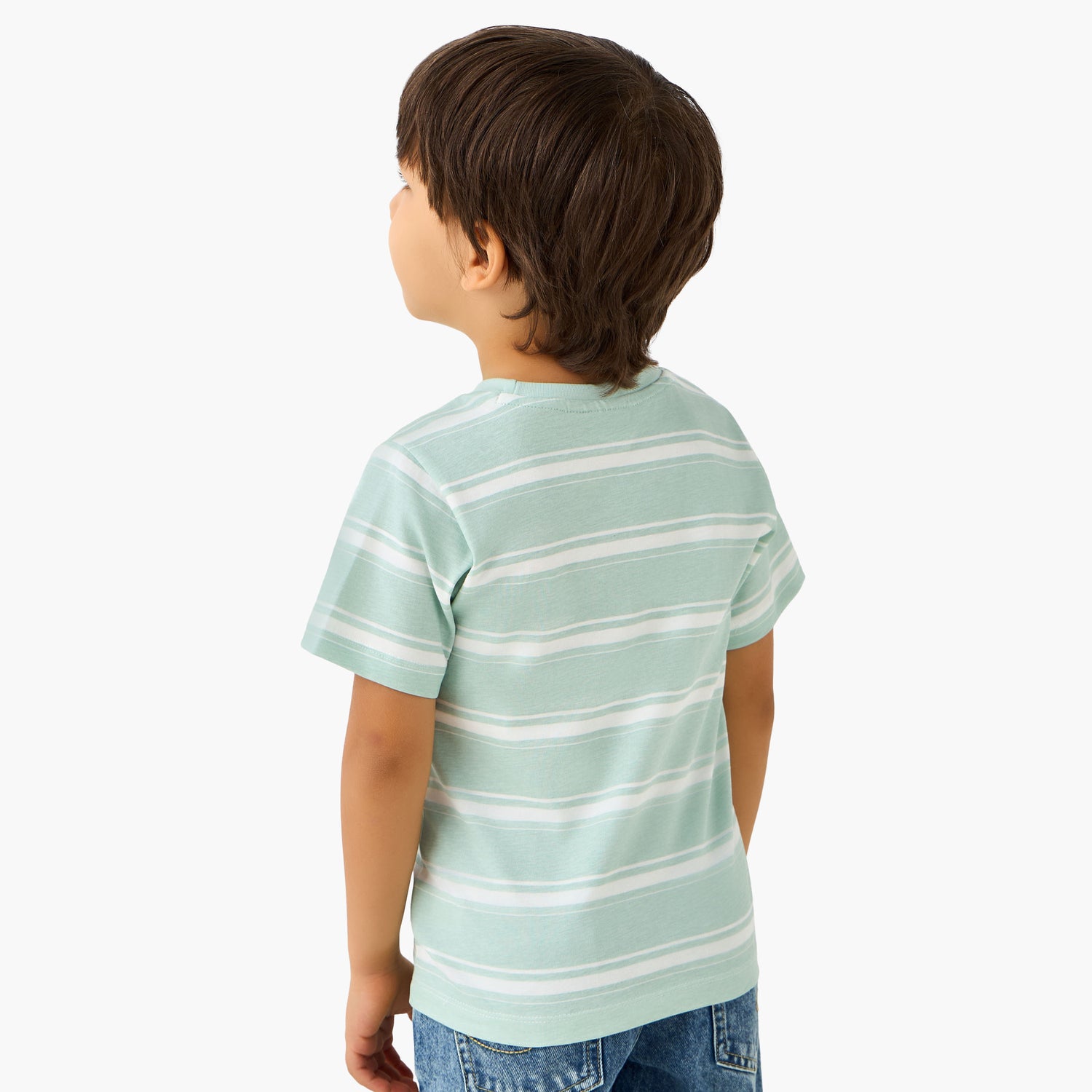 Juniors Crew Neck Short Sleeves T-shirt with Stripes