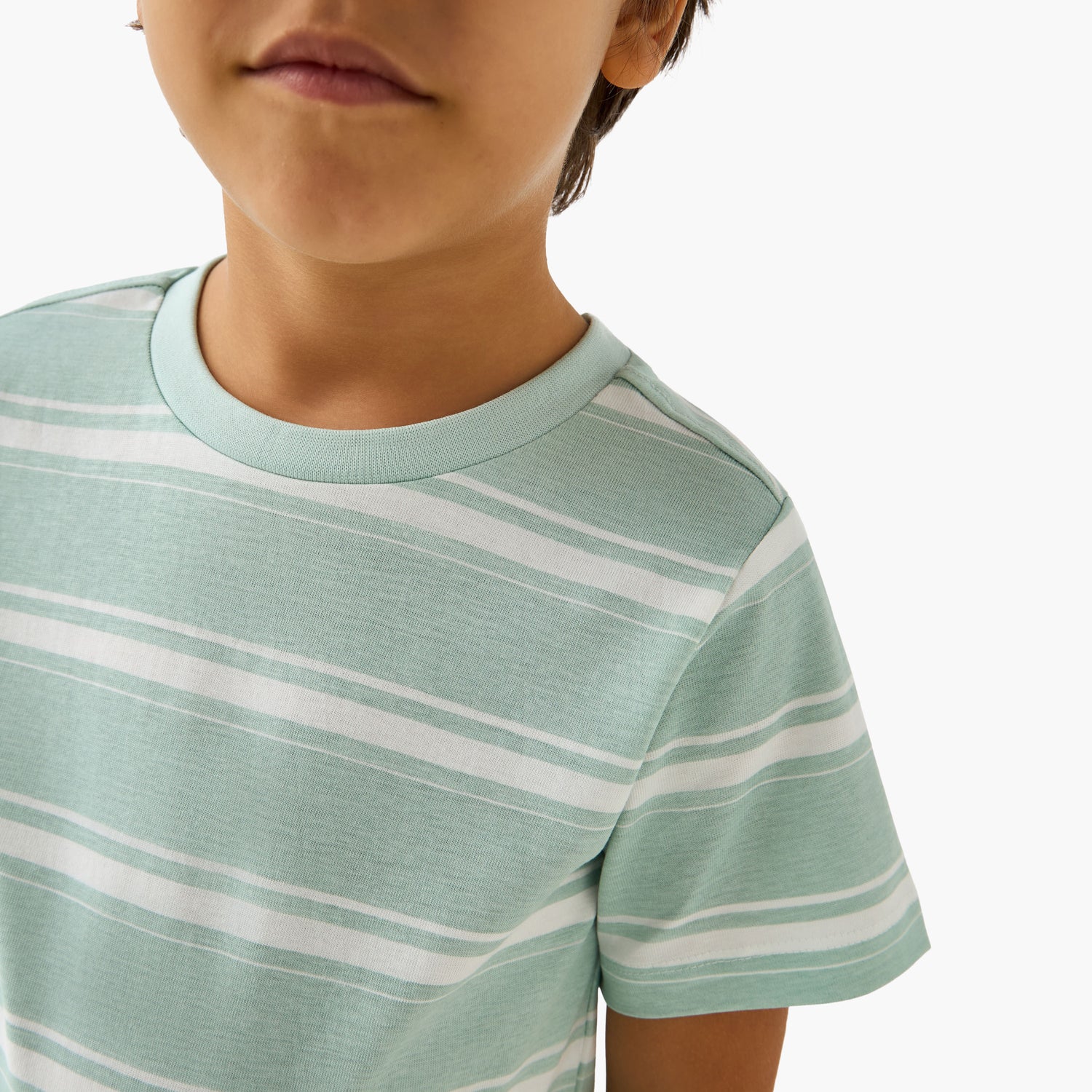Juniors Crew Neck Short Sleeves T-shirt with Stripes