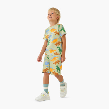 Juniors Crew Neck Short Sleeves T-shirt with Dinosaur Print