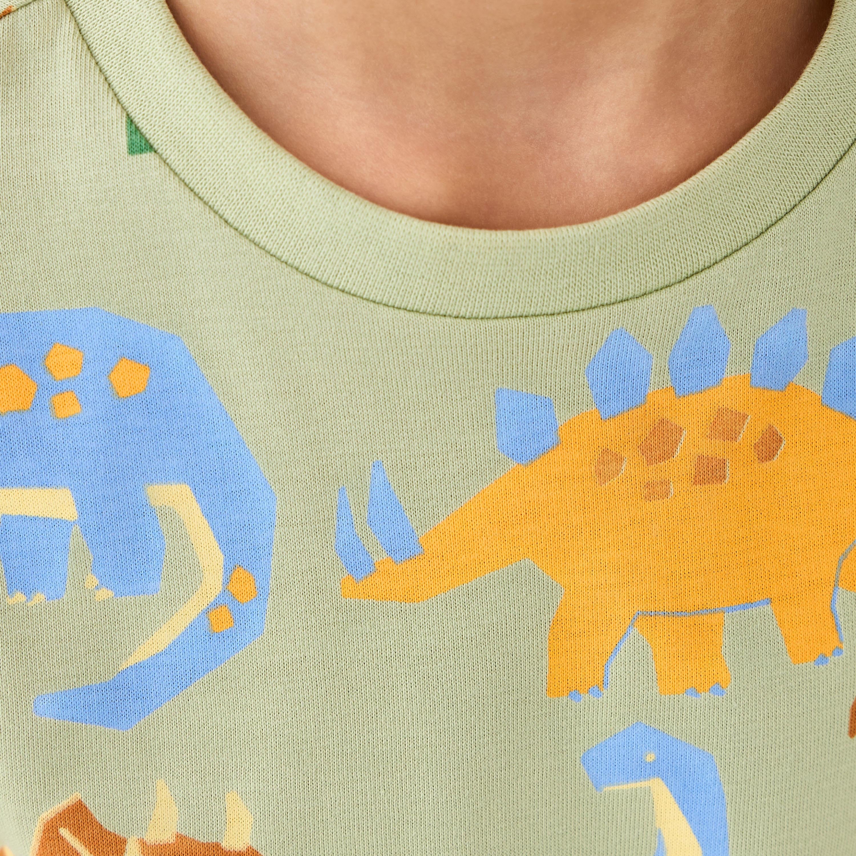 Juniors Crew Neck Short Sleeves T-shirt with Dinosaur Print