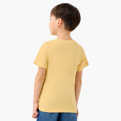 Juniors Boys Crew Neck T-shirt with Slogan Print - Cotton - Short Sleeves