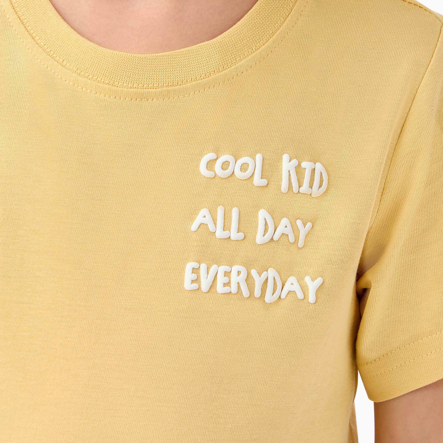 Juniors Boys Crew Neck T-shirt with Slogan Print - Cotton - Short Sleeves