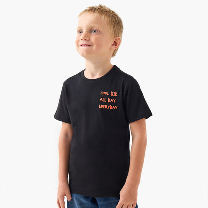 Juniors Boys Crew Neck T-shirt with Slogan Print - Cotton - Short Sleeves