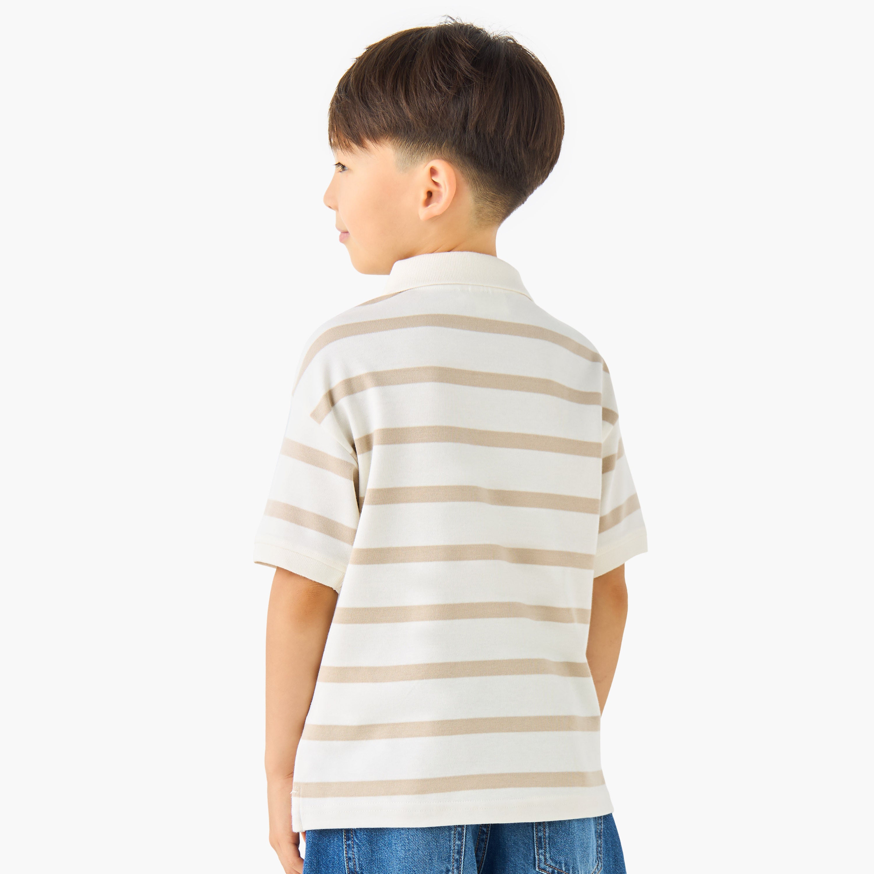 Juniors Collared Short Sleeves Polo T-shirt with Stripes