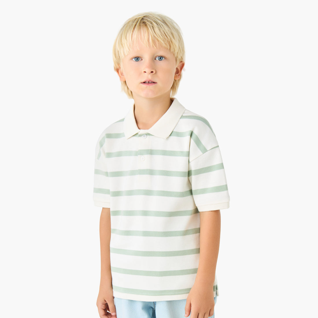 Juniors Collared Short Sleeves Polo T-shirt with Stripes