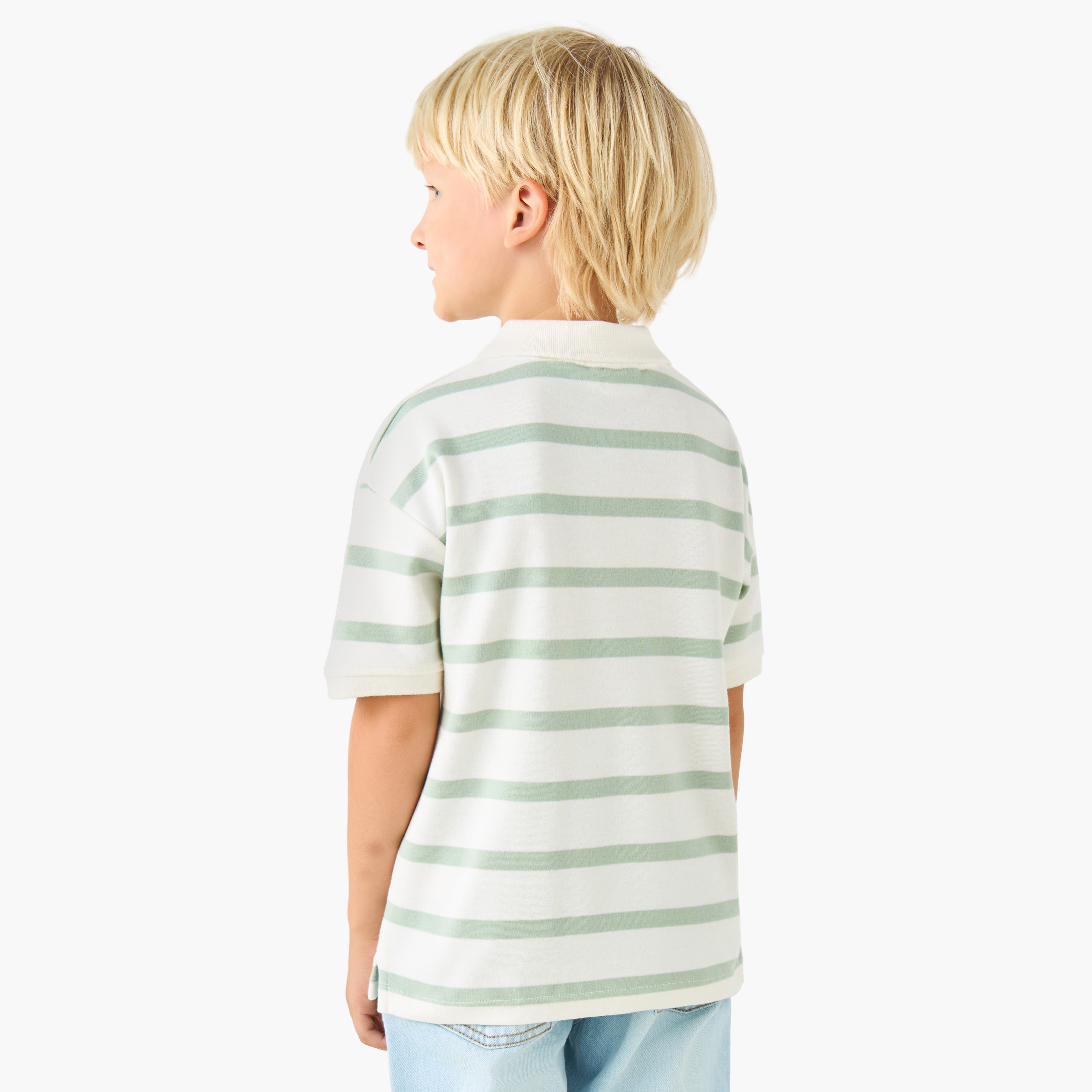 Juniors Collared Short Sleeves Polo T-shirt with Stripes