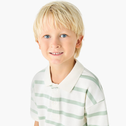 Juniors Collared Short Sleeves Polo T-shirt with Stripes
