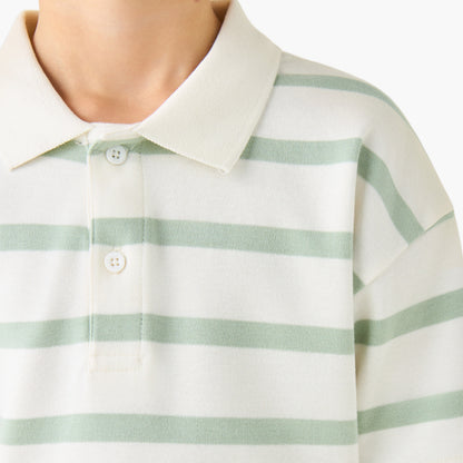 Juniors Collared Short Sleeves Polo T-shirt with Stripes