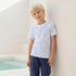 Juniors Crew Neck Short Sleeves T-shirt with Checked Print - Blue / 1-2 yrs