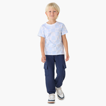 Juniors Crew Neck Short Sleeves T-shirt with Checked Print