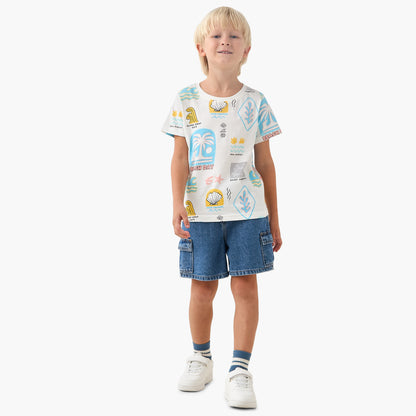 Juniors Round Neck Short Sleeves T-shirt with Graphic Print
