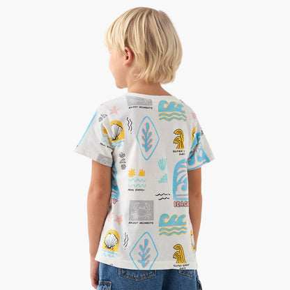 Juniors Round Neck Short Sleeves T-shirt with Graphic Print