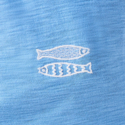 Juniors Crew Neck Short Sleeves T-shirt with Fish Embroidery