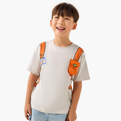 Juniors Crew Neck Short Sleeve T-shirt with Backpack Print