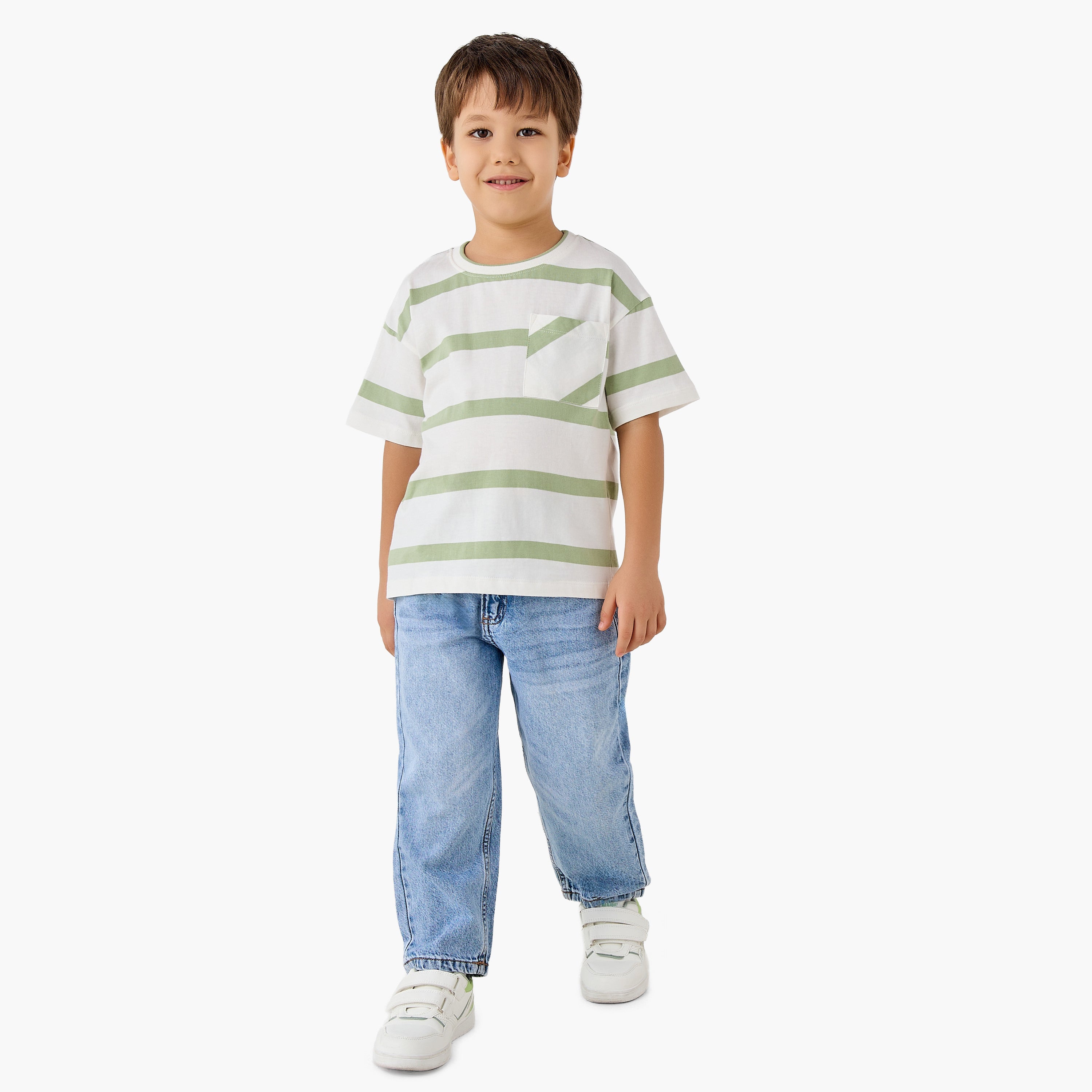 Juniors Crew Neck Short Sleeves T-shirt with Stripes