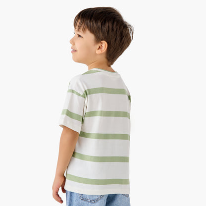 Juniors Crew Neck Short Sleeves T-shirt with Stripes