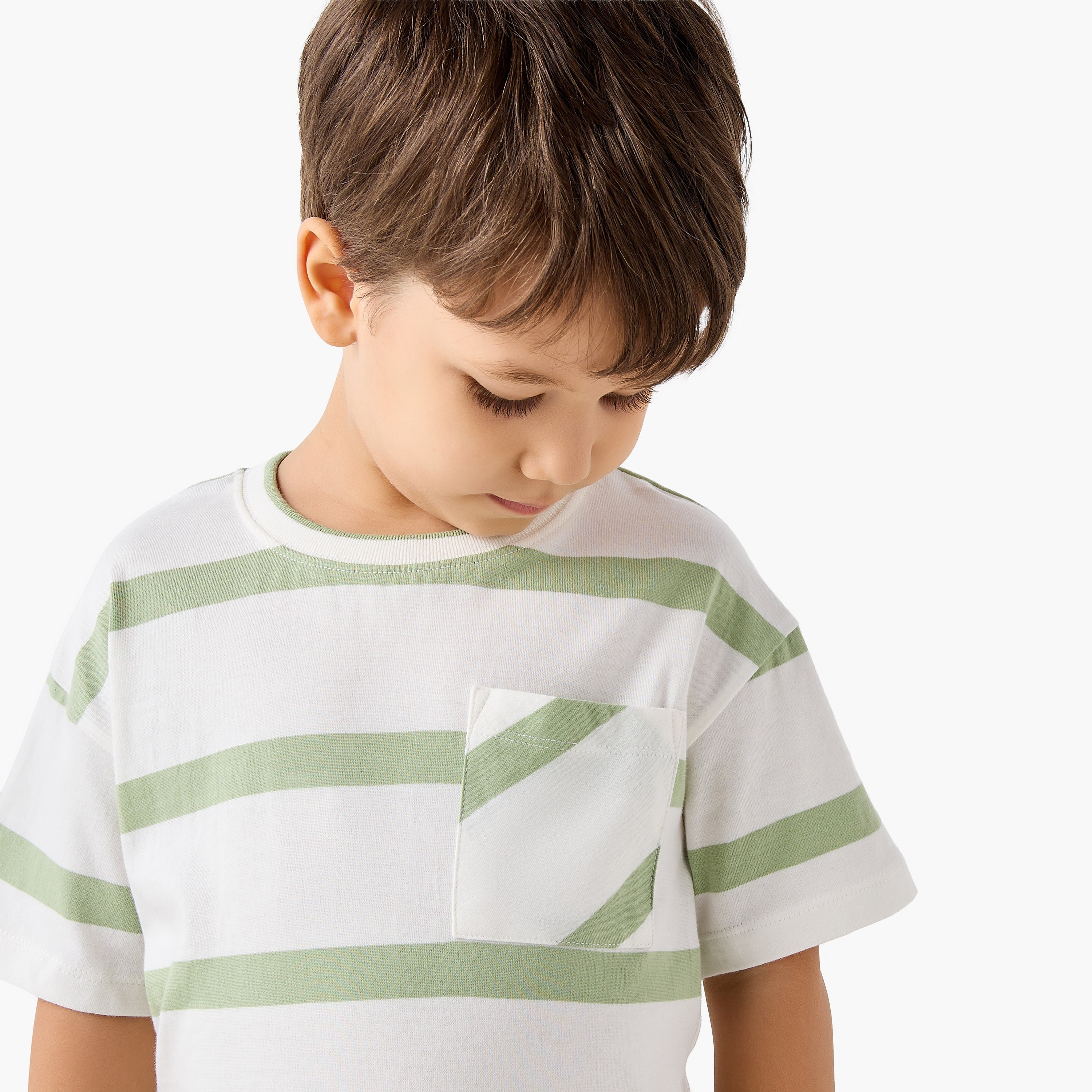 Juniors Crew Neck Short Sleeves T-shirt with Stripes