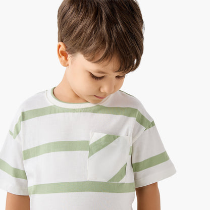 Juniors Crew Neck Short Sleeves T-shirt with Stripes
