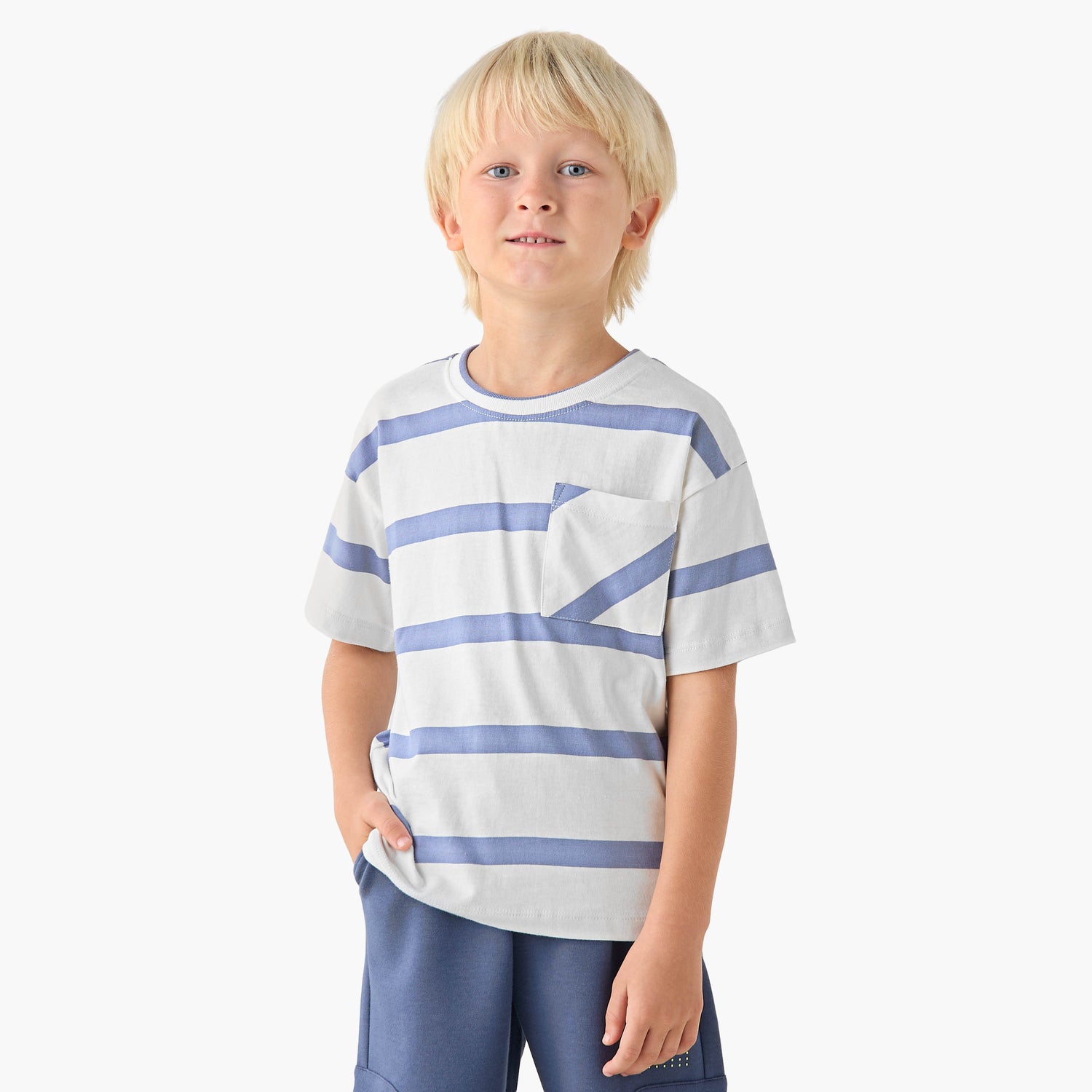 Juniors Crew Neck Short Sleeves T-shirt with Stripes