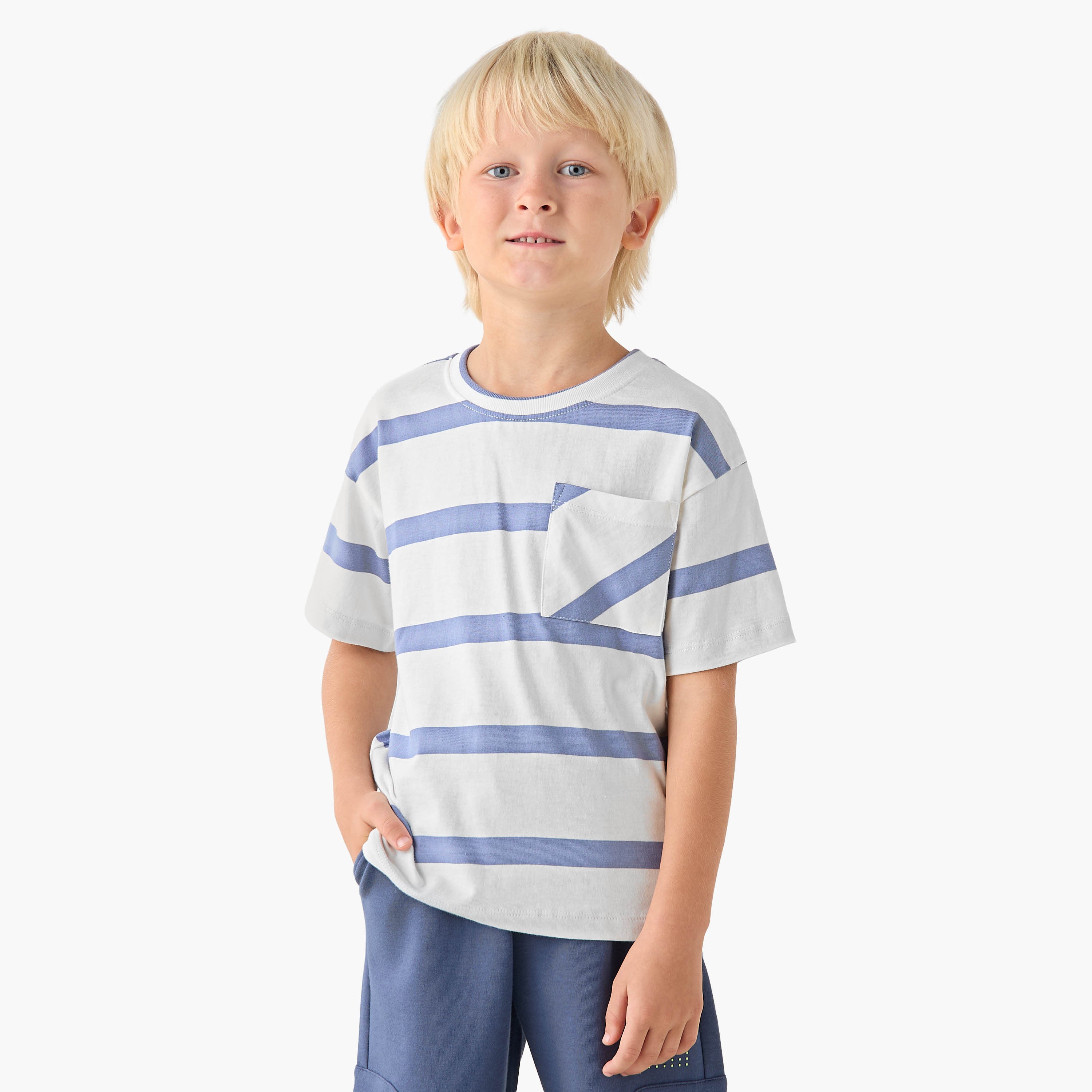 Juniors Crew Neck Short Sleeves T-shirt with Stripes