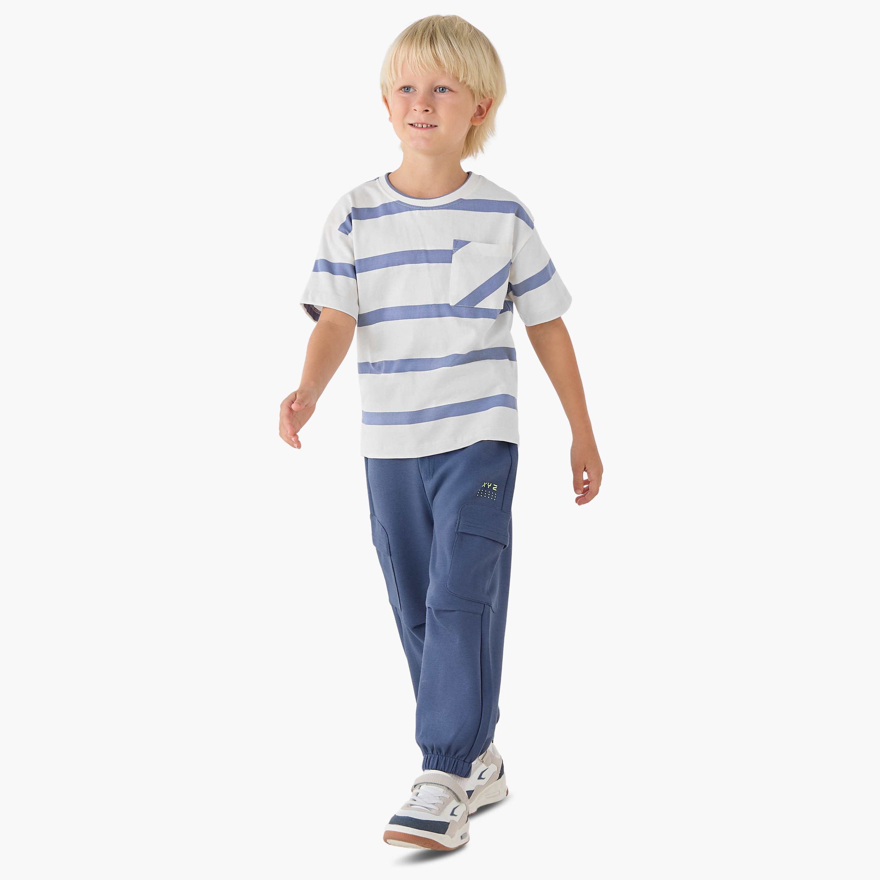 Juniors Crew Neck Short Sleeves T-shirt with Stripes