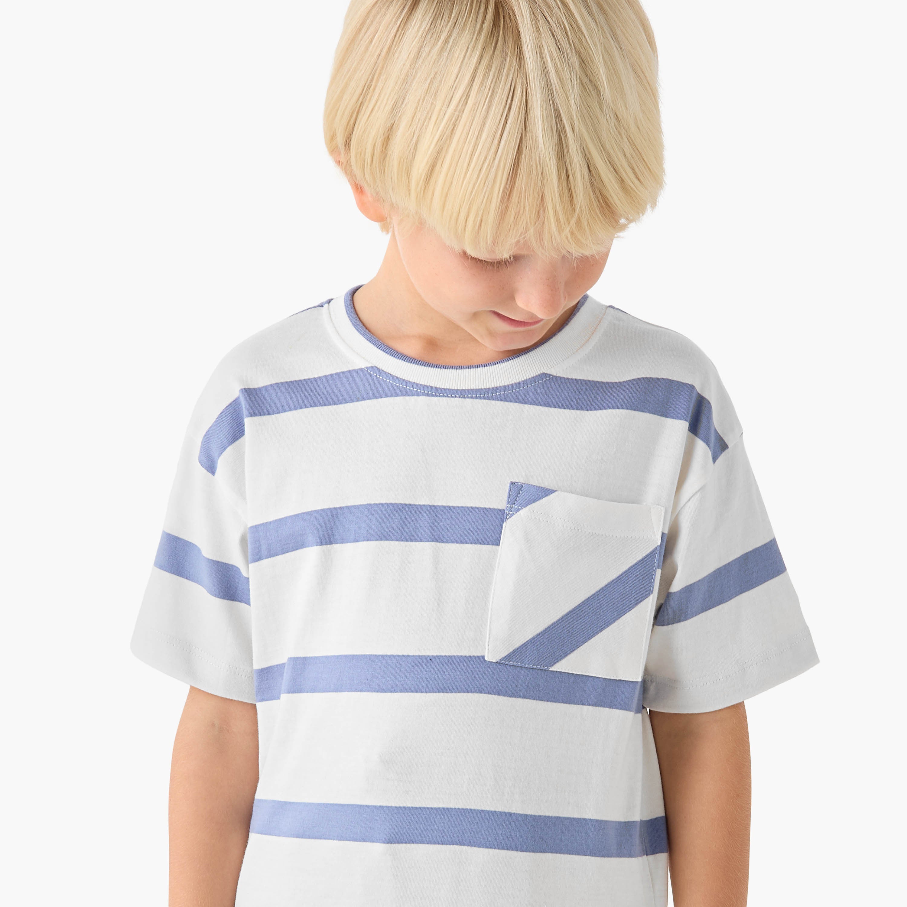 Juniors Crew Neck Short Sleeves T-shirt with Stripes