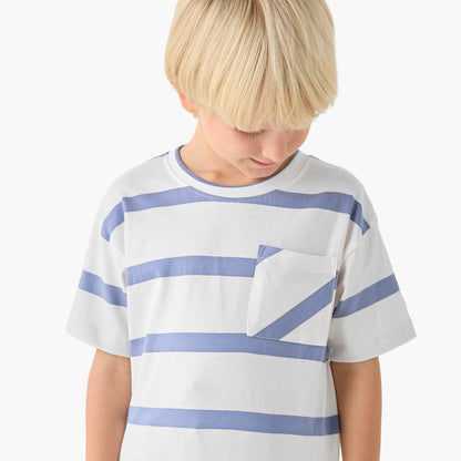 Juniors Crew Neck Short Sleeves T-shirt with Stripes
