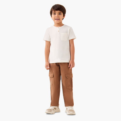 Juniors Henley Neck T-shirt with Pocket - Cotton - Short Sleeves