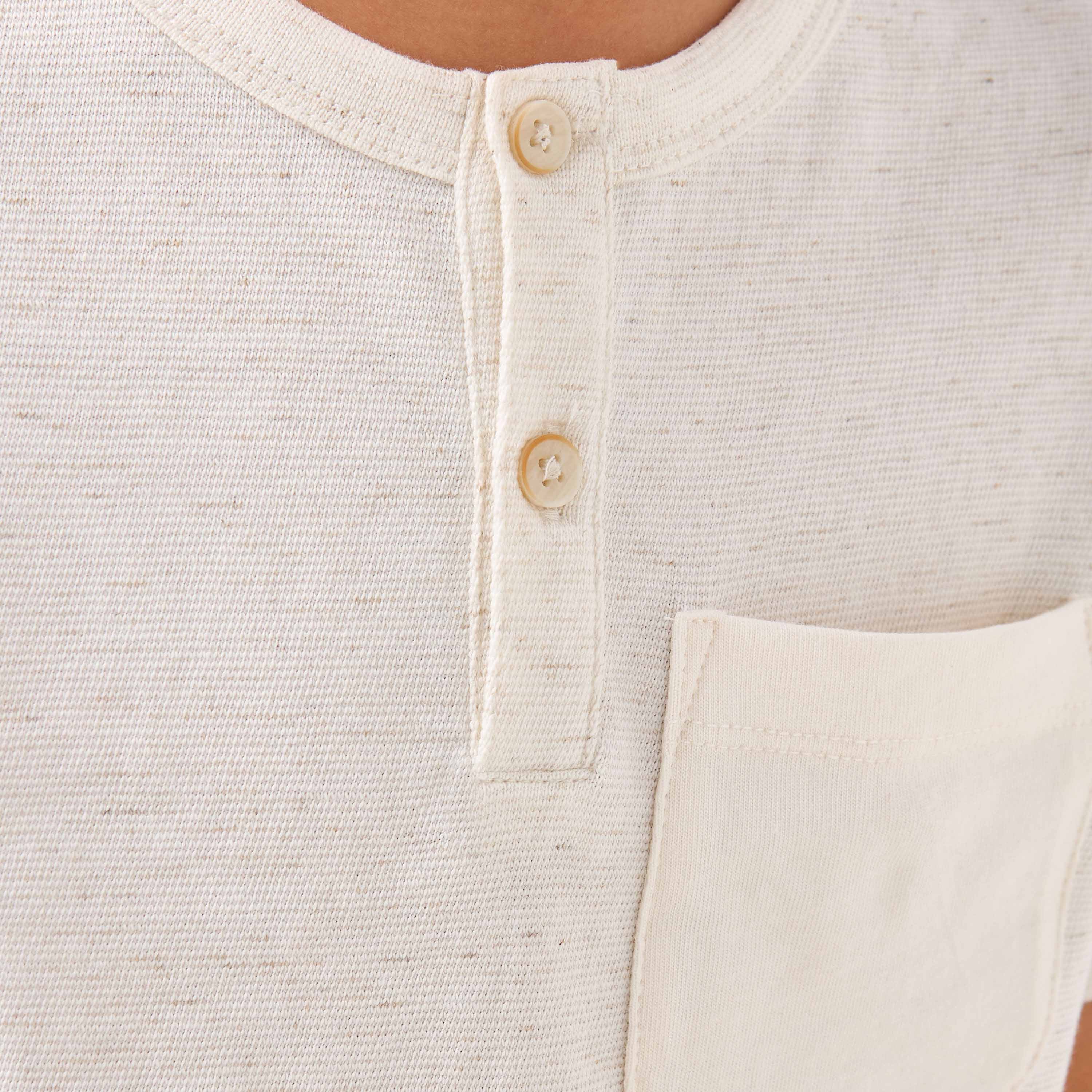 Juniors Henley Neck T-shirt with Pocket - Cotton - Short Sleeves
