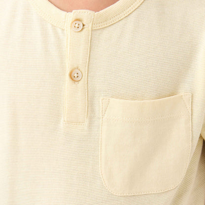 Juniors Henley Neck T-shirt with Pocket - Cotton - Short Sleeves