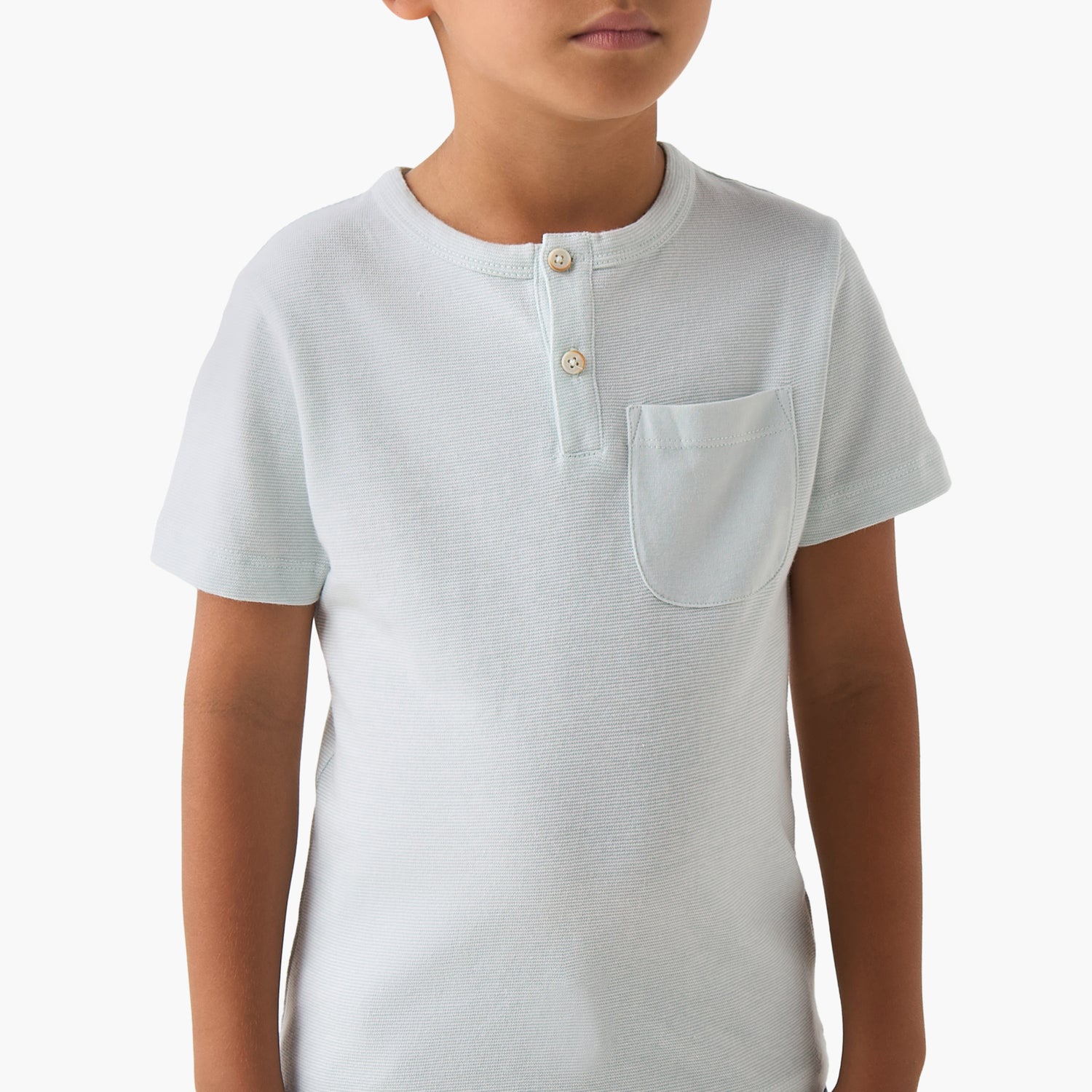 Juniors Henley Neck Short Sleeves T-shirt with Button Placket