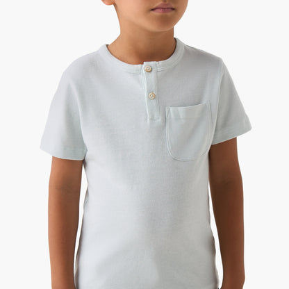 Juniors Henley Neck Short Sleeves T-shirt with Button Placket