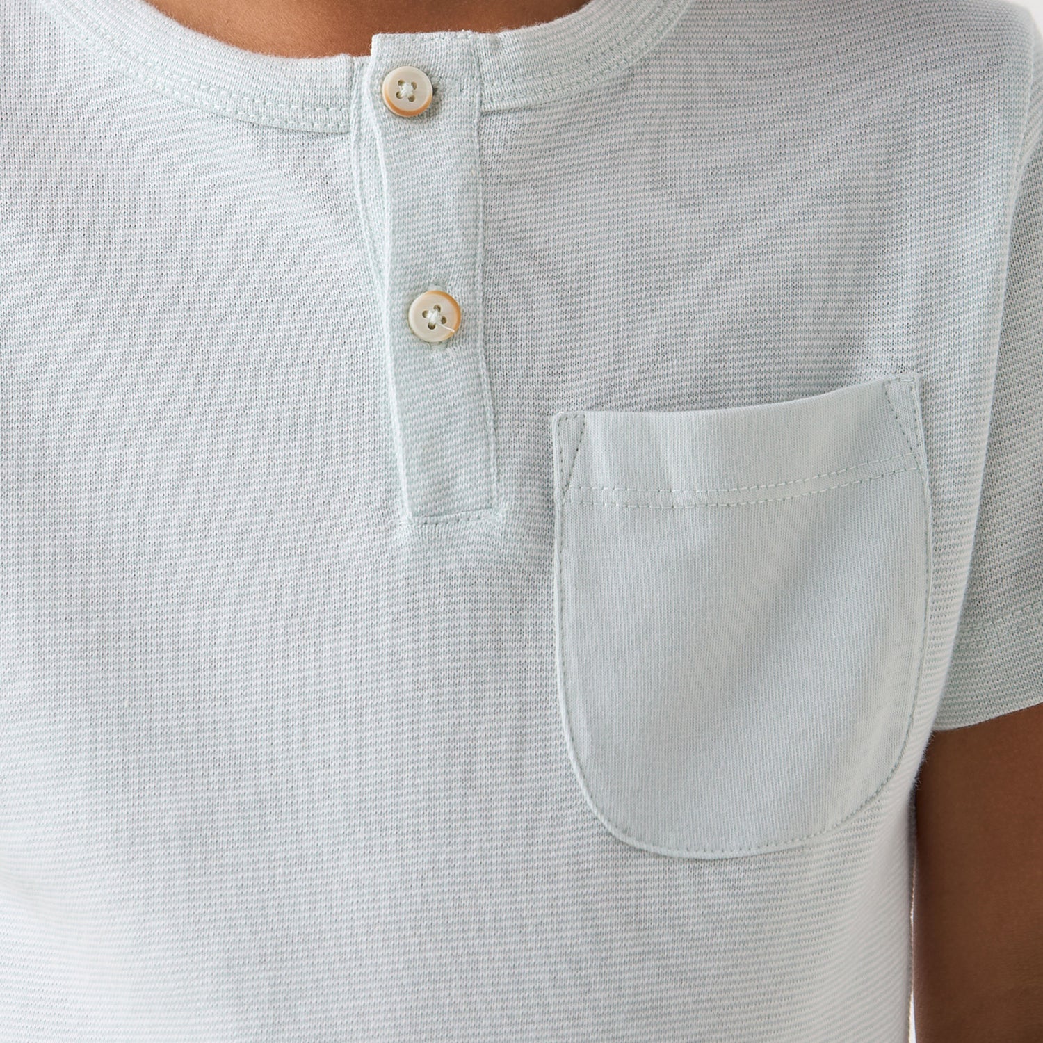 Juniors Henley Neck Short Sleeves T-shirt with Button Placket