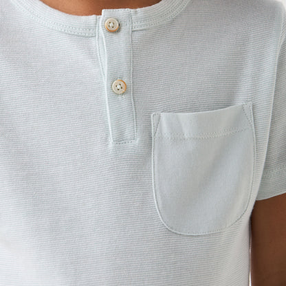 Juniors Henley Neck Short Sleeves T-shirt with Button Placket