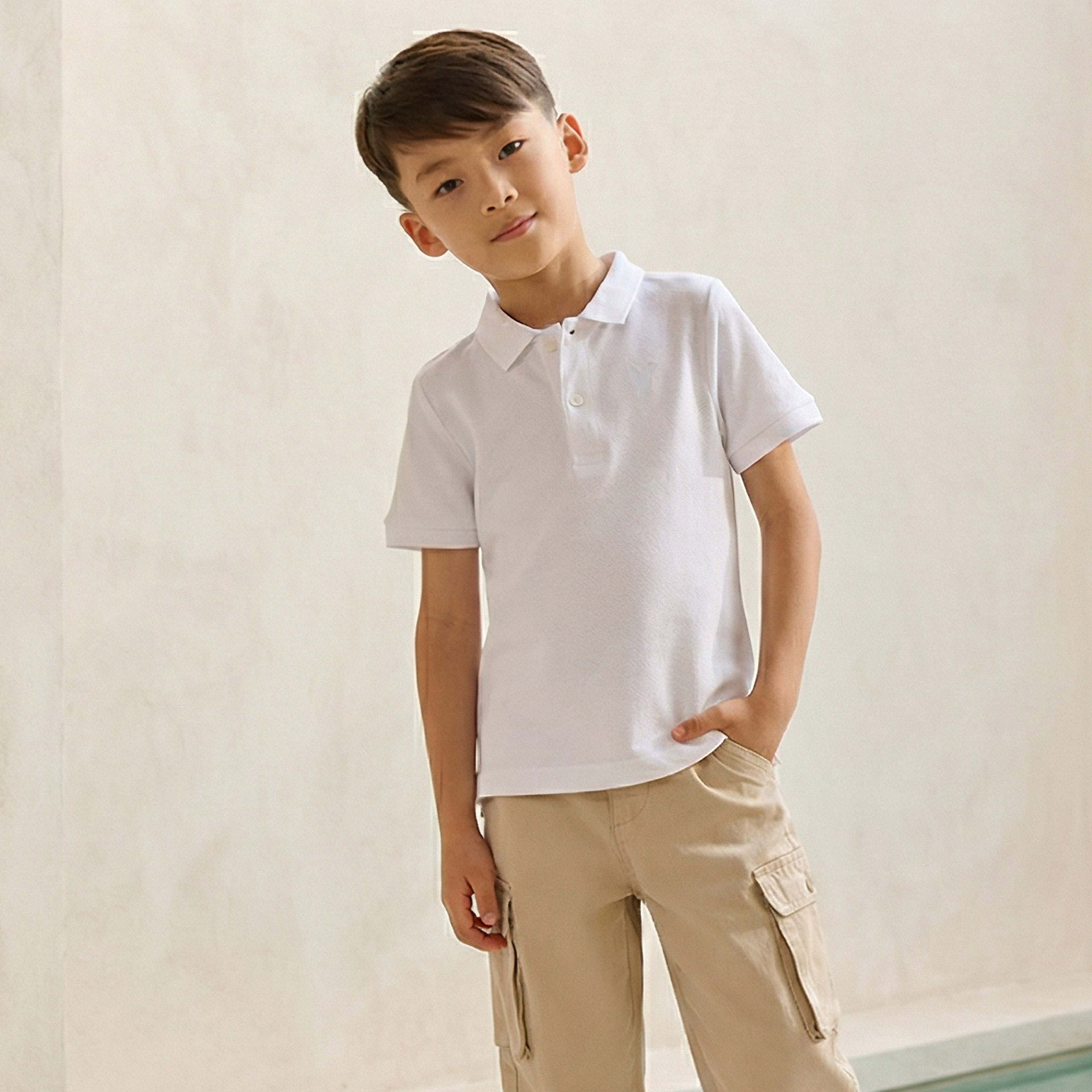 Juniors Collared Short Sleeve Polo T-shirt with Embroidery