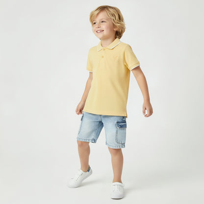 Juniors Boys Collared Short Sleeves T-shirt with Embroidery