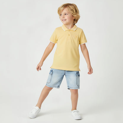 Juniors Boys Collared Short Sleeves T-shirt with Embroidery