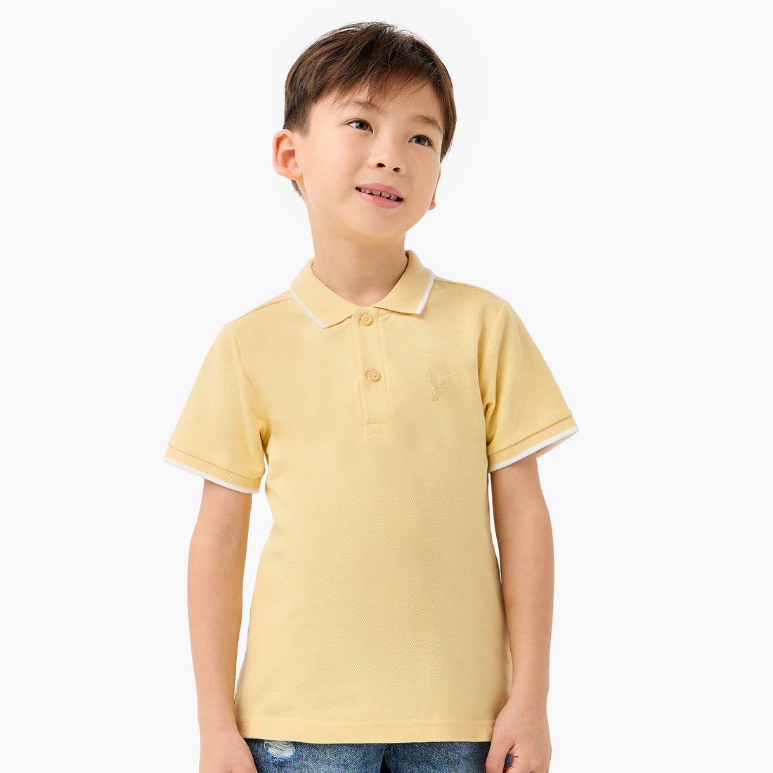 Juniors Boys Collared Short Sleeves T-shirt with Embroidery - Yellow / 1-2 yrs