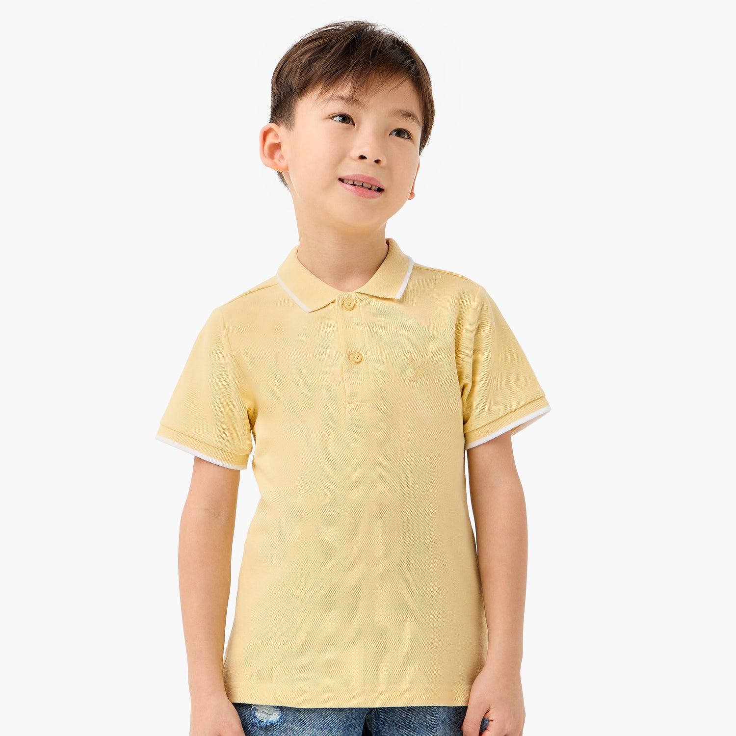 Juniors Boys Collared Short Sleeves T-shirt with Embroidery - Yellow / 1-2 yrs