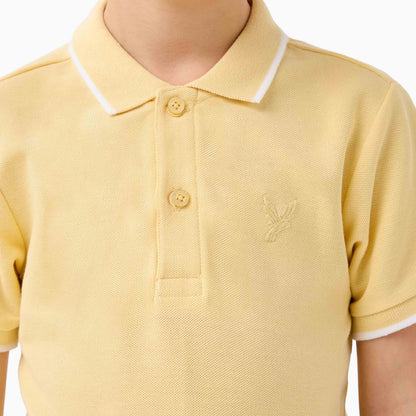Juniors Boys Collared Short Sleeves T-shirt with Embroidery