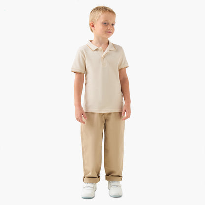 Juniors Collared Short Sleeves T-shirt with Textured Design